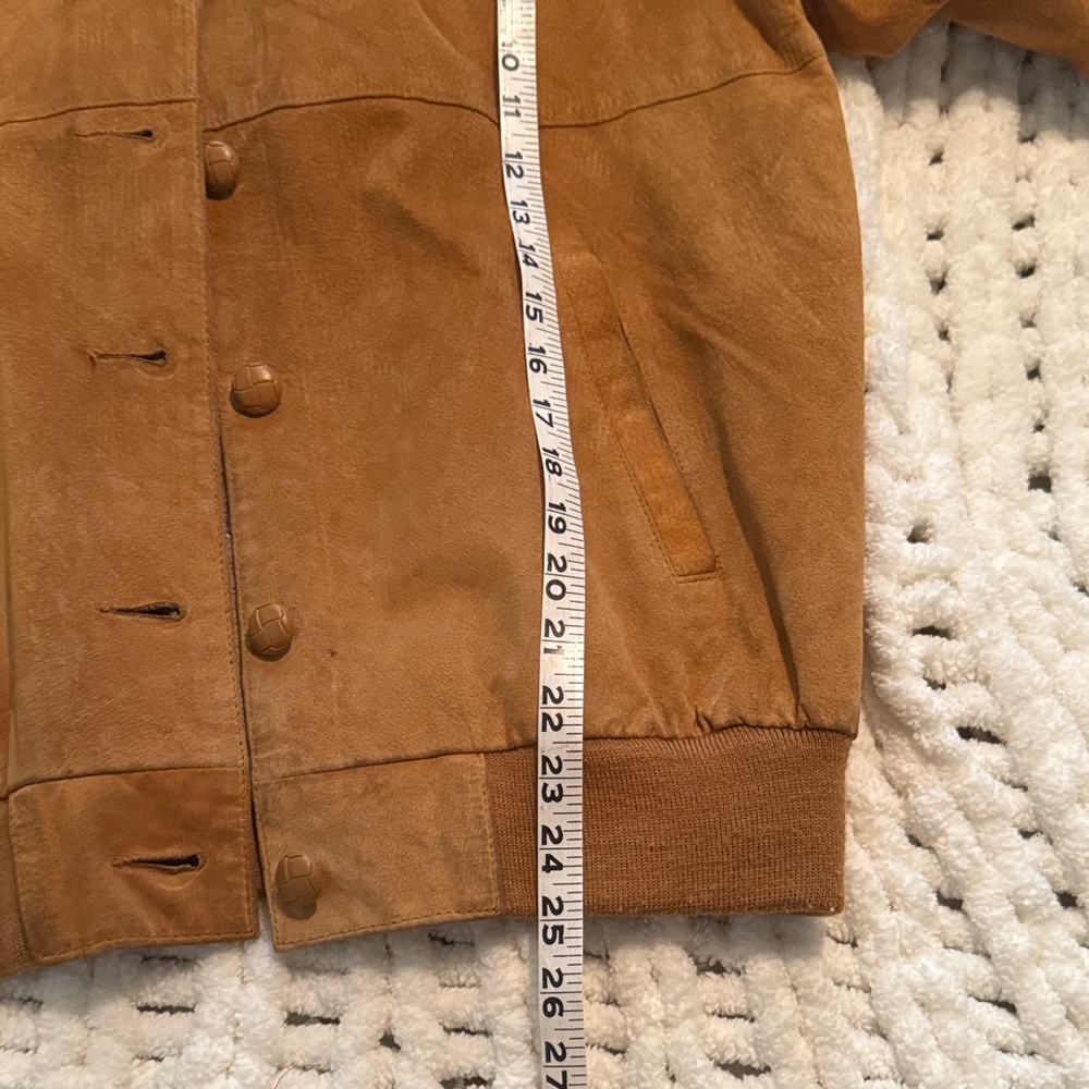 Vintage 80s 90s Hunt Club Tan Brown Suede Leather Women's Bomber Jacket Size M - Picture 11 of 12